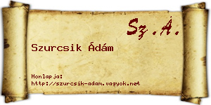 Szurcsik Ádám névjegykártya